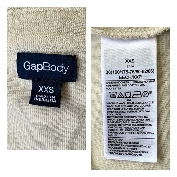 Gap Body Towel Terry beige button front short sleeve top - Picture 14 of 16
